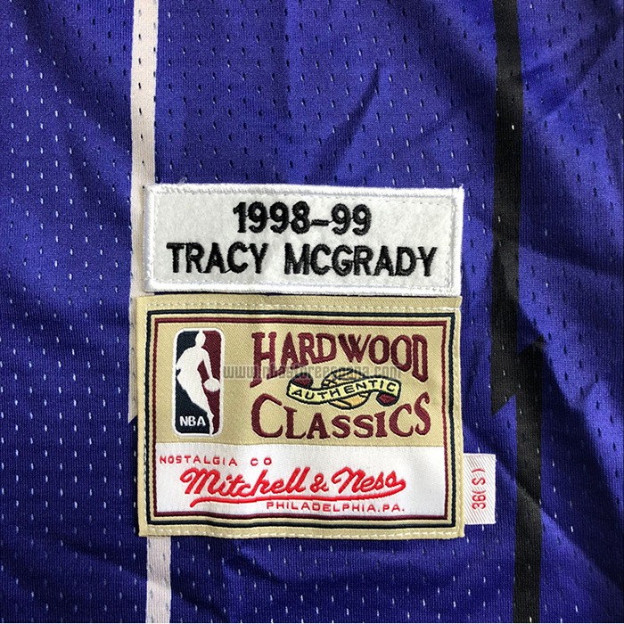 Camiseta Toronto Raptors Tracy Mcgrady NO 1 Mitchell & Ness 1998-99 Violeta